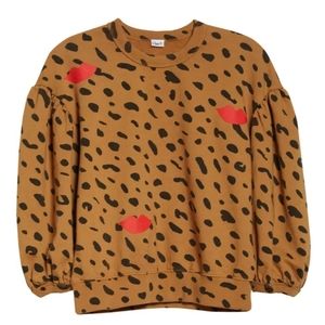 COPY - Clare V drop shoulder leopard print sweatshirt Medium